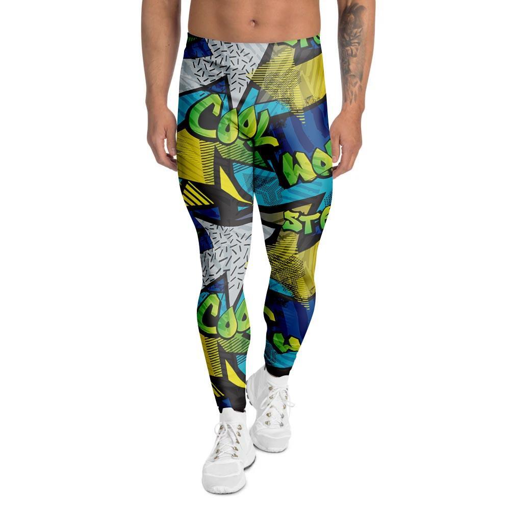Abstract Graffiti Print Men's Leggings-grizzshop