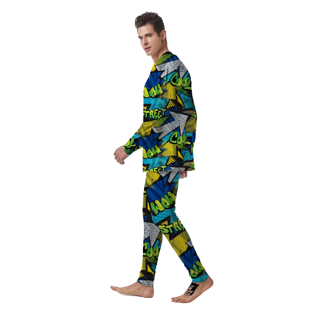 Abstract Graffiti Print Men's Pajamas-grizzshop