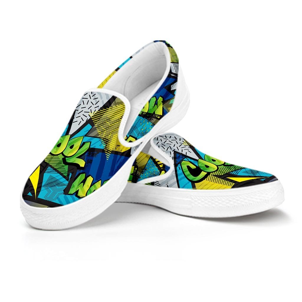 Abstract Graffiti Print Men's Slip On Sneakers-grizzshop