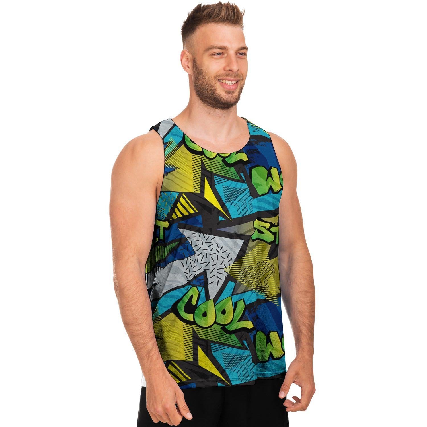 Abstract Graffiti Print Men's Tank Tops-grizzshop