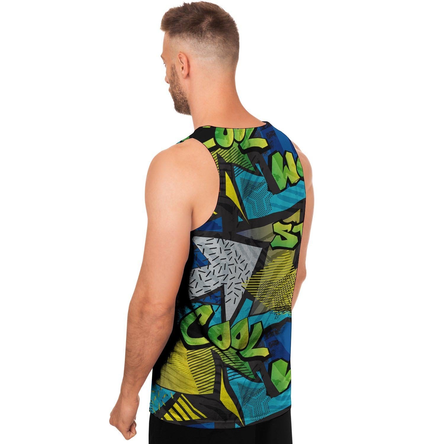 Abstract Graffiti Print Men's Tank Tops-grizzshop