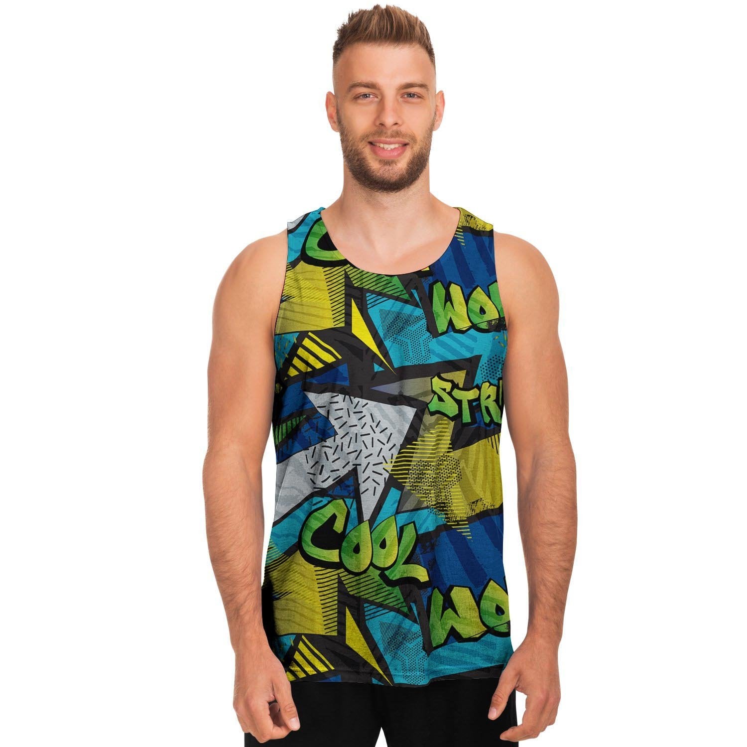 Abstract Graffiti Print Men's Tank Tops-grizzshop