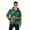 Abstract Graffiti Print Men's Zip Up Hoodie-grizzshop