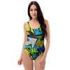 Abstract Graffiti Print One Piece Swimsuite-grizzshop