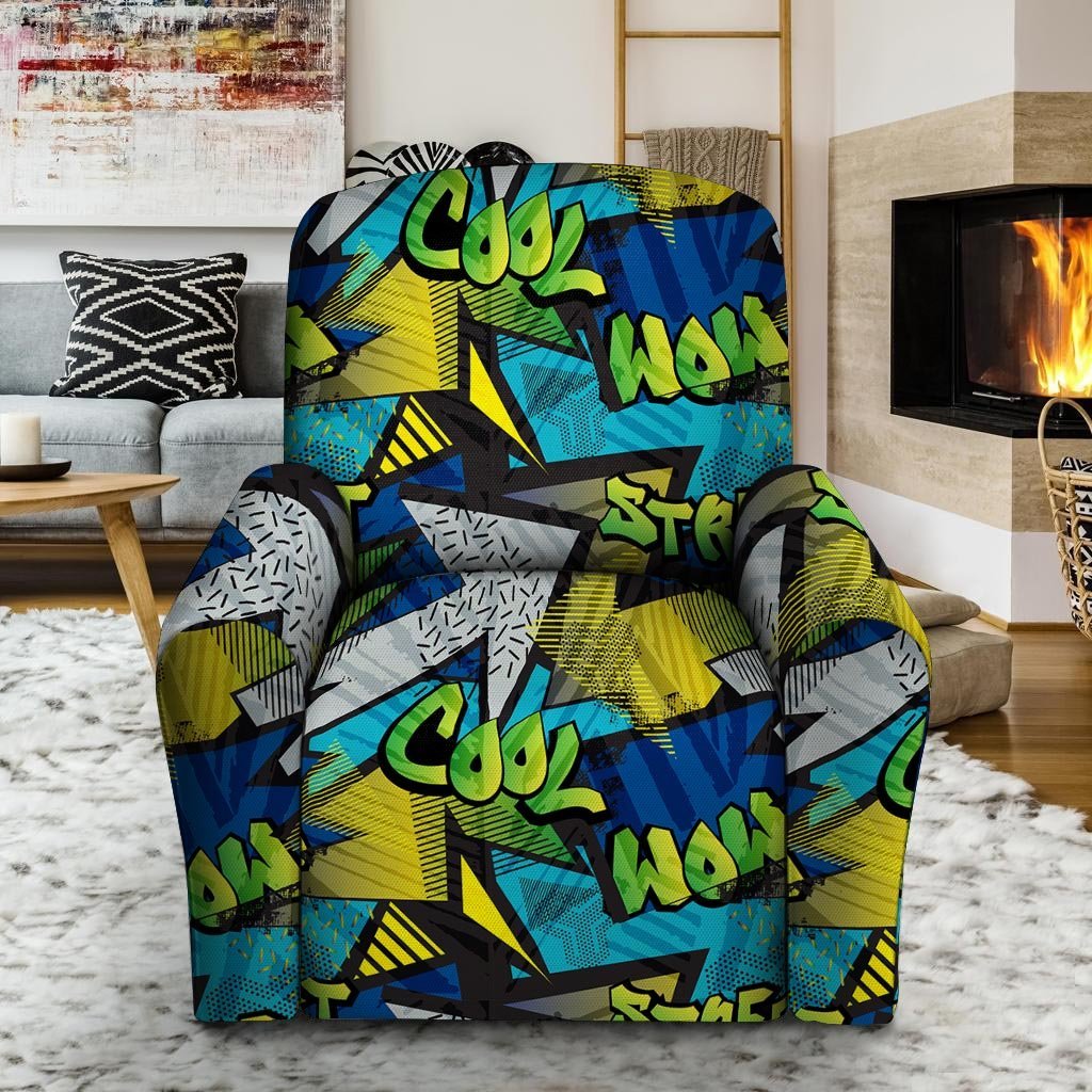 Abstract Graffiti Print Recliner Cover-grizzshop