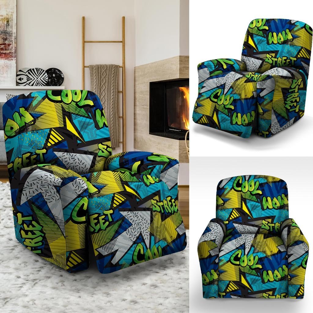 Abstract Graffiti Print Recliner Cover-grizzshop