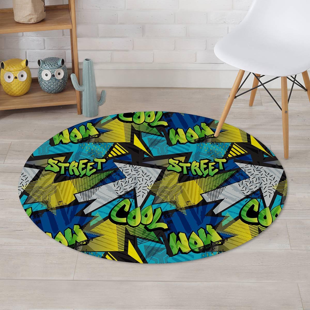 Abstract Graffiti Print Round Rug-grizzshop