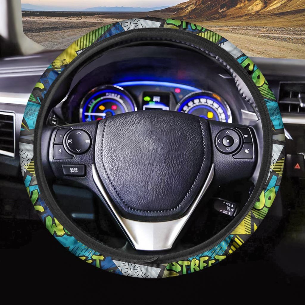 Abstract Graffiti Print Steering Wheel Cover-grizzshop