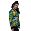 Abstract Graffiti Print Women's Bomber Jacket-grizzshop