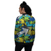 Abstract Graffiti Print Women's Bomber Jacket-grizzshop