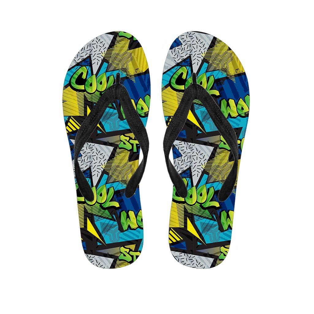 Abstract Graffiti Print Women's Flip Flops-grizzshop