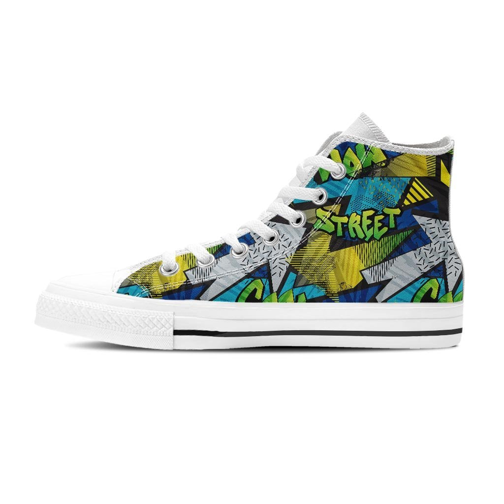 Abstract Graffiti Print Women's High Top Shoes-grizzshop