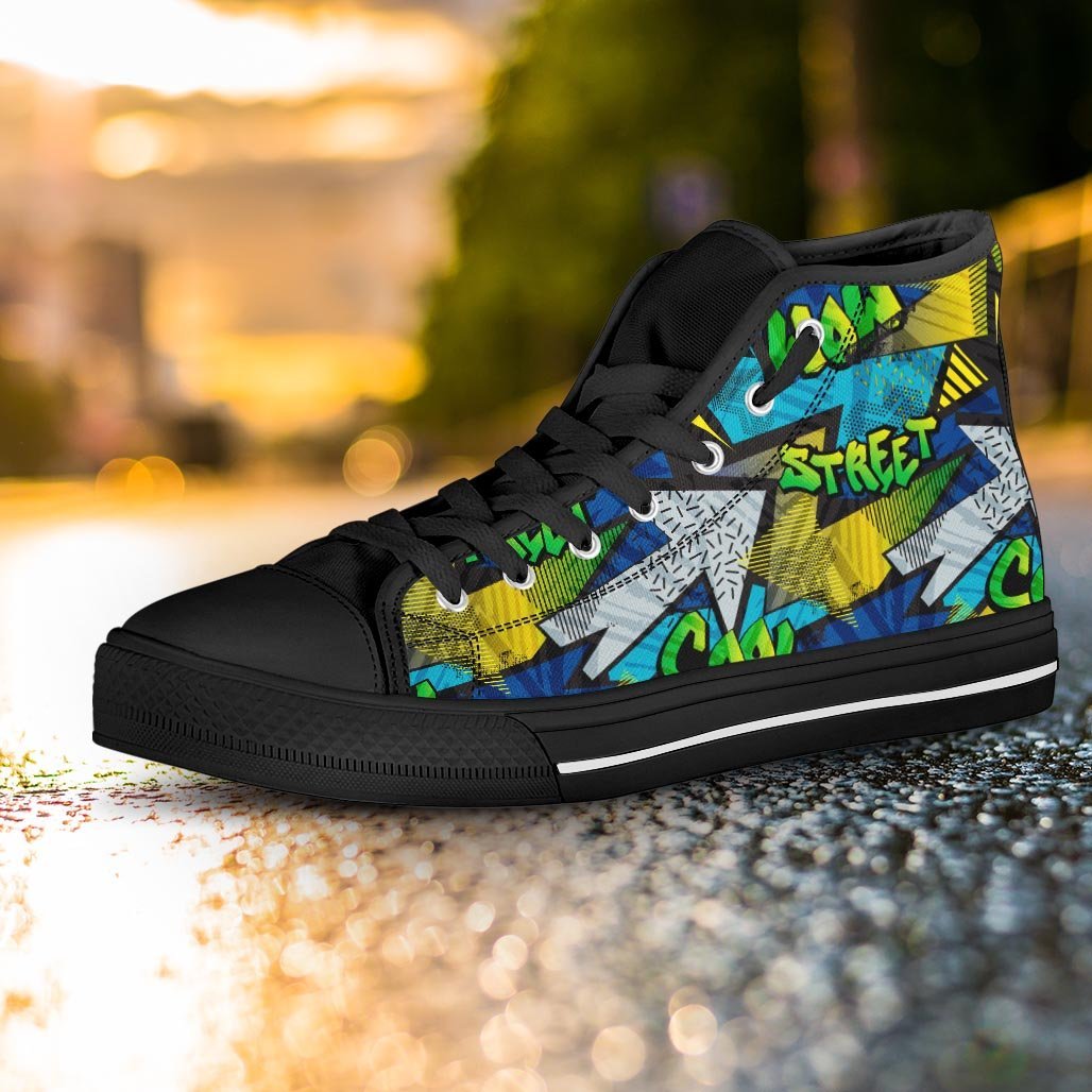 Abstract Graffiti Print Women's High Top Shoes-grizzshop