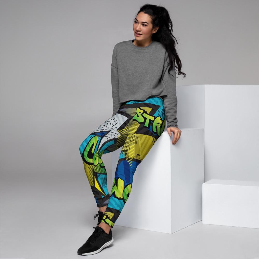 Abstract Graffiti Print Women's Joggers-grizzshop