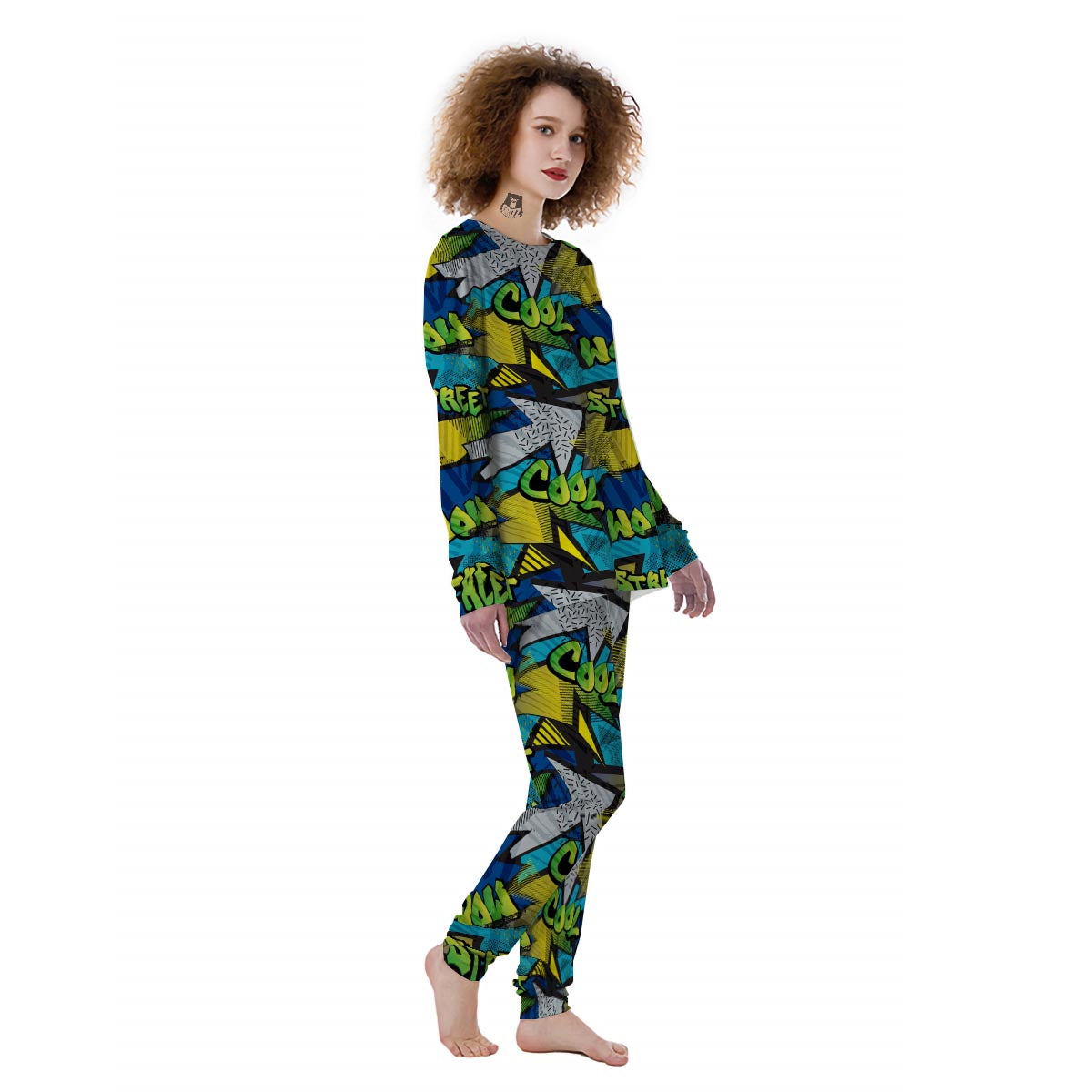 Abstract Graffiti Print Women's Pajamas-grizzshop