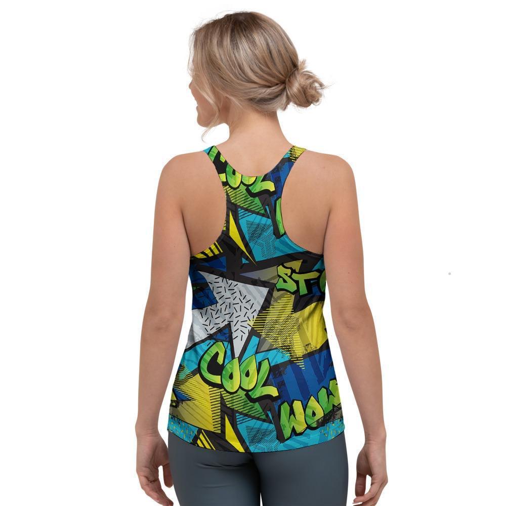 Abstract Graffiti Print Women's Racerback Tank Top-grizzshop