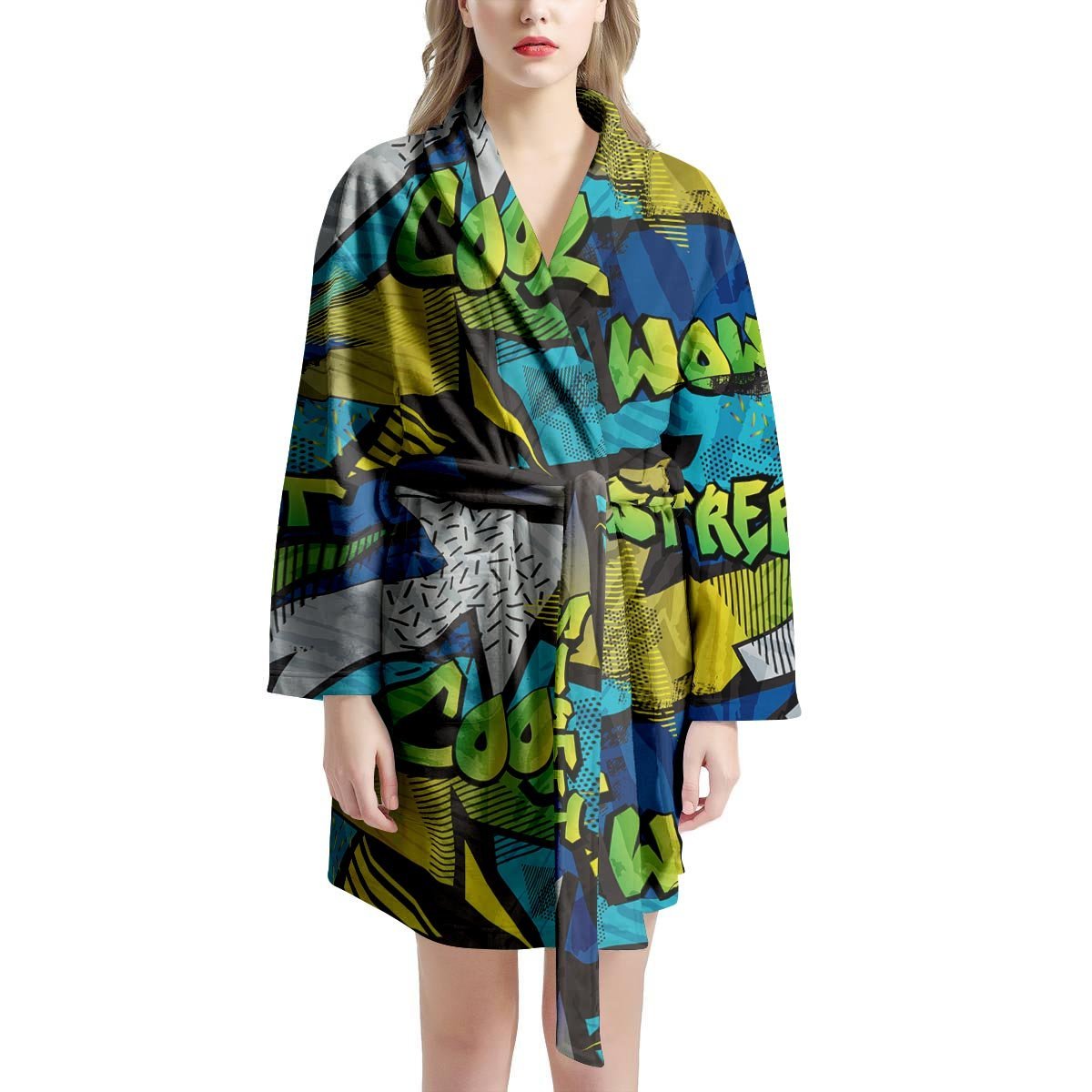 Abstract Graffiti Print Women's Robe-grizzshop