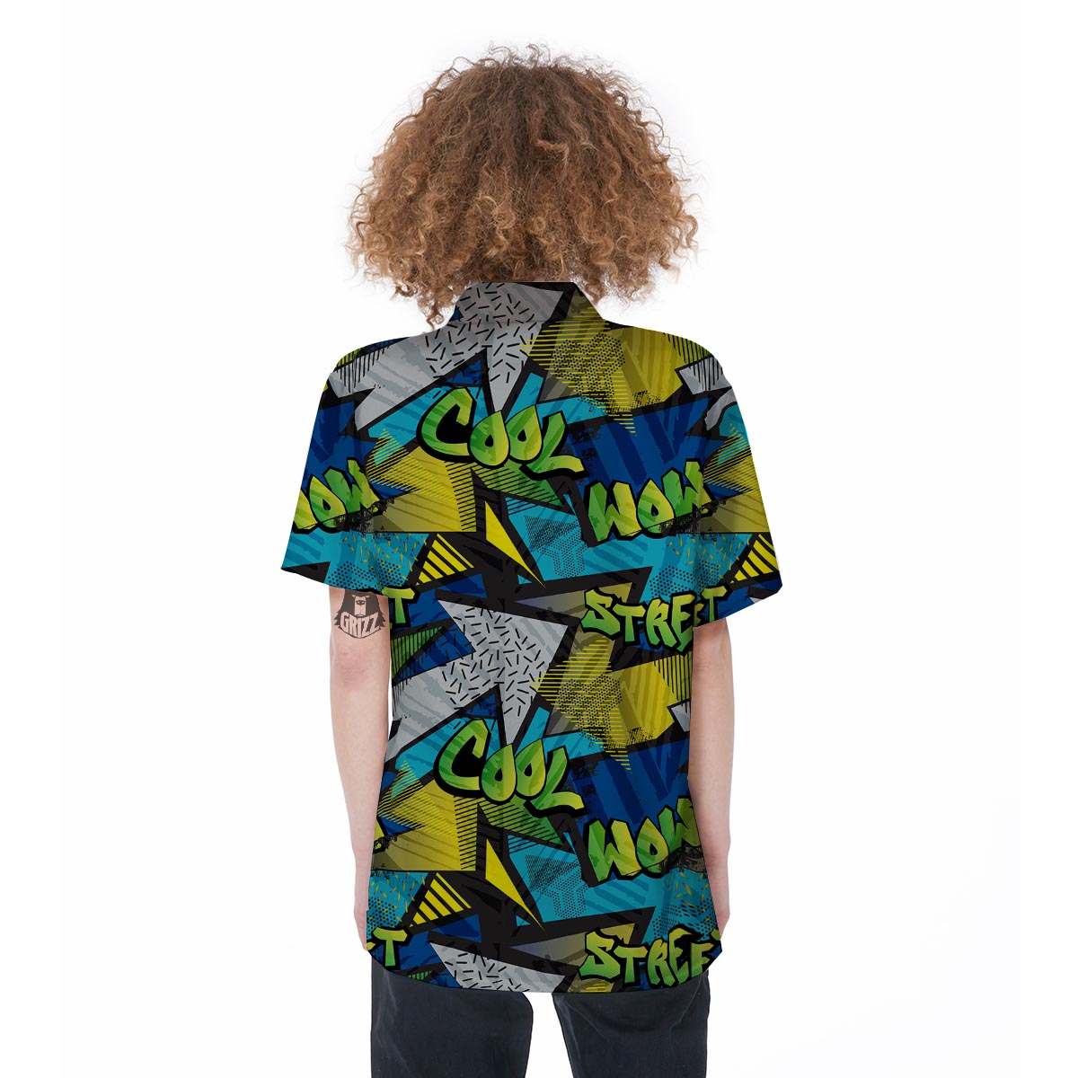 Abstract Graffiti Print Women's Short Sleeve Shirts-grizzshop