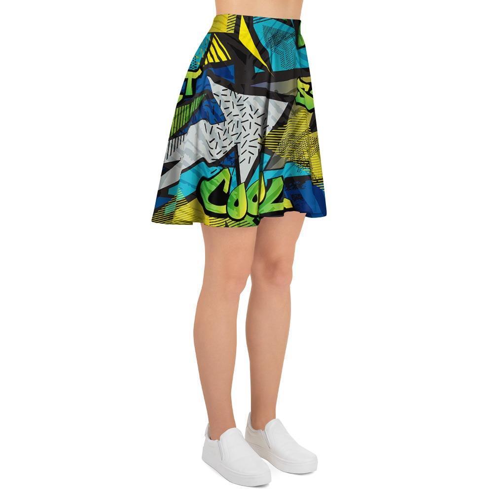 Abstract Graffiti Print Women's Skirt-grizzshop
