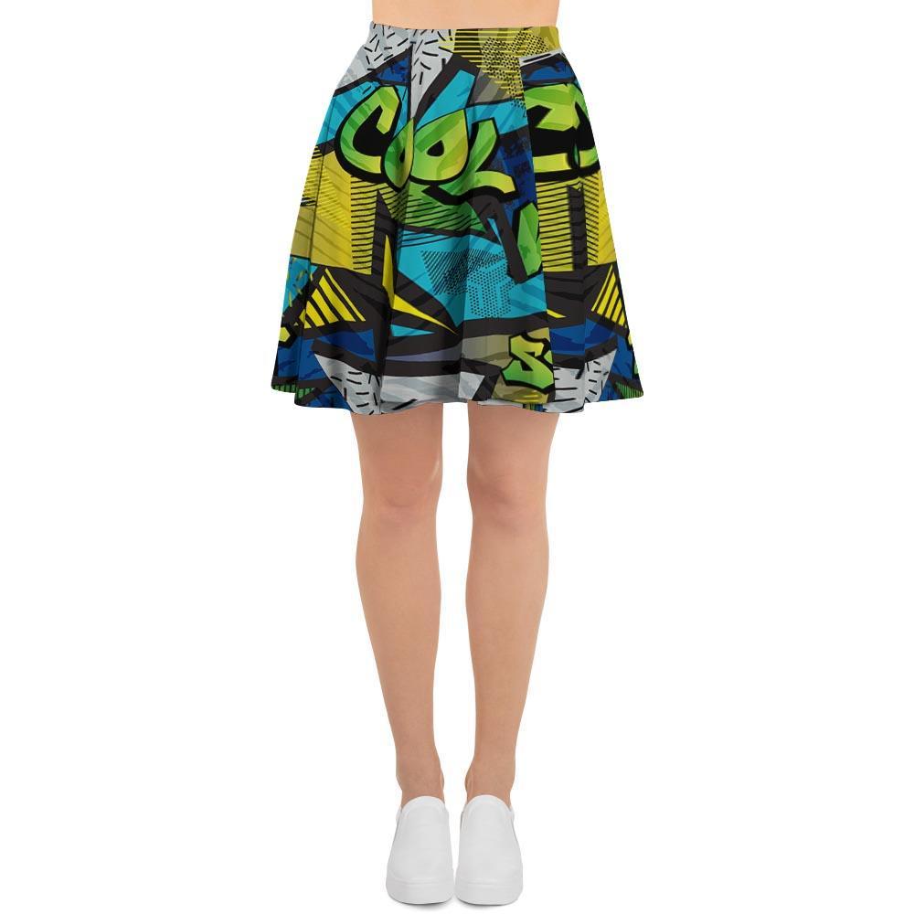 Abstract Graffiti Print Women's Skirt-grizzshop