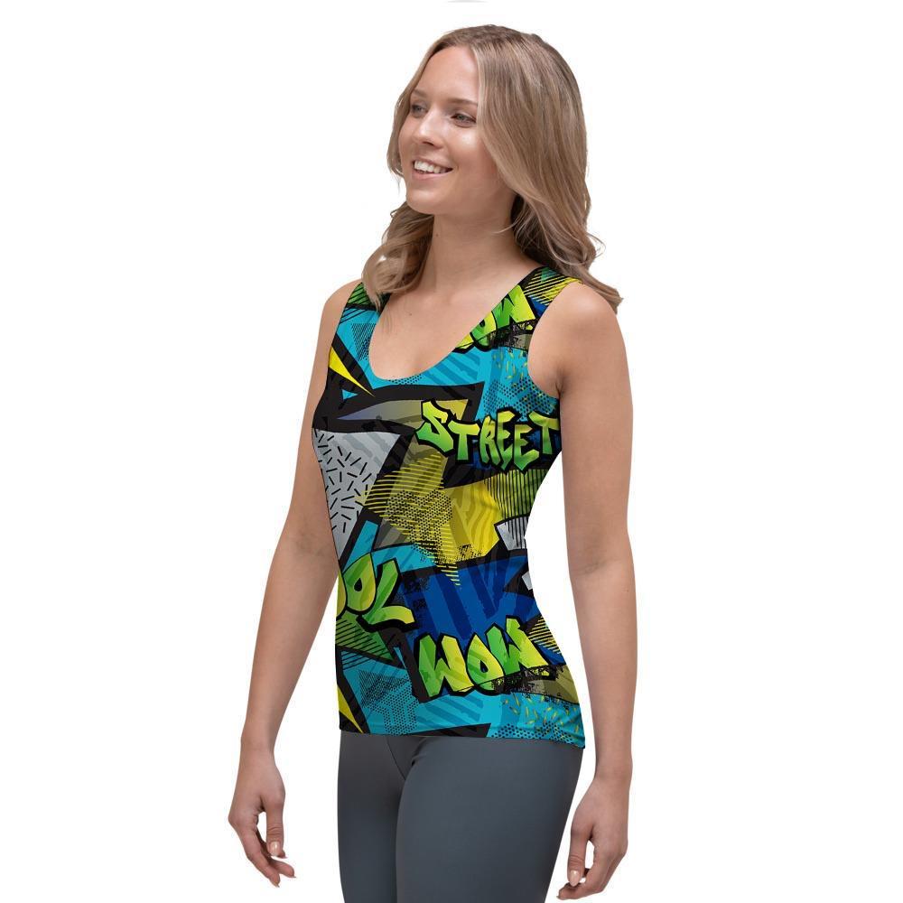 Abstract Graffiti Print Women's Tank Top-grizzshop