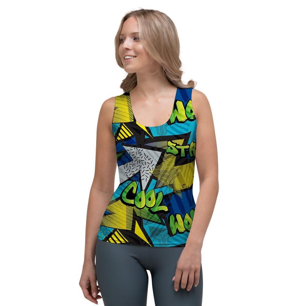 Abstract Graffiti Print Women's Tank Top-grizzshop