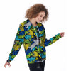 Abstract Graffiti Print Women's Zip Up Hoodie-grizzshop