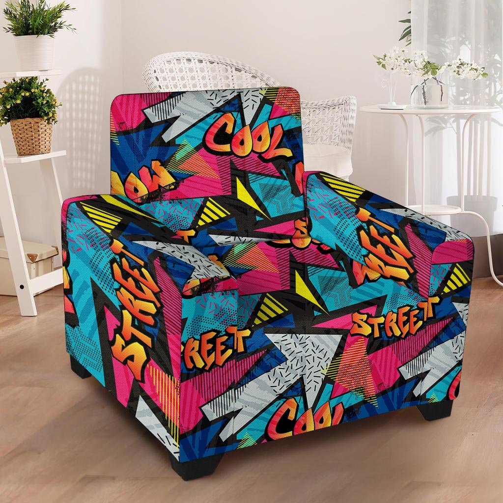 Abstract Graffiti Wow Print Armchair Cover-grizzshop