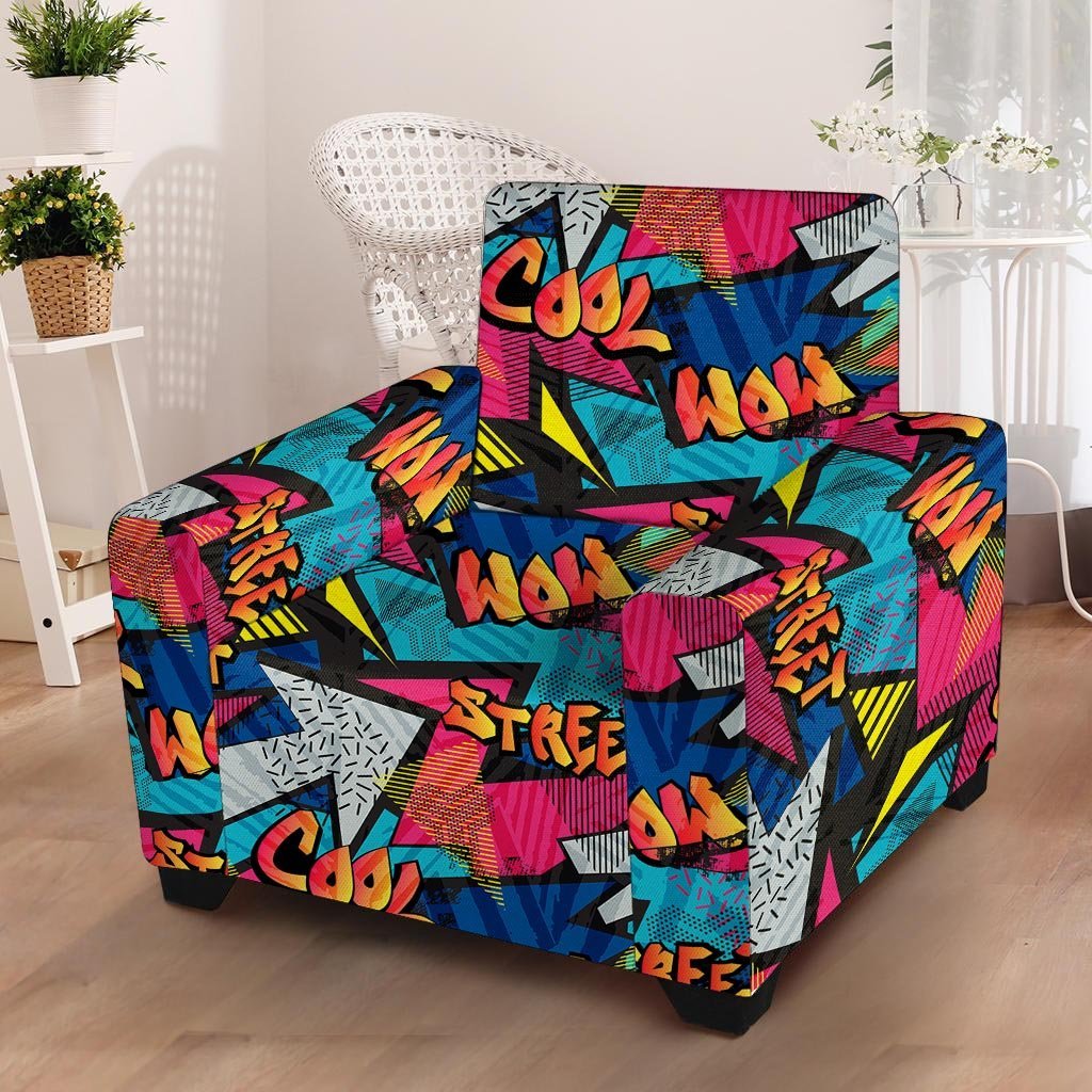 Abstract Graffiti Wow Print Armchair Cover-grizzshop