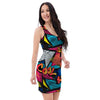 Abstract Graffiti Wow Print Bodycon Dress-grizzshop