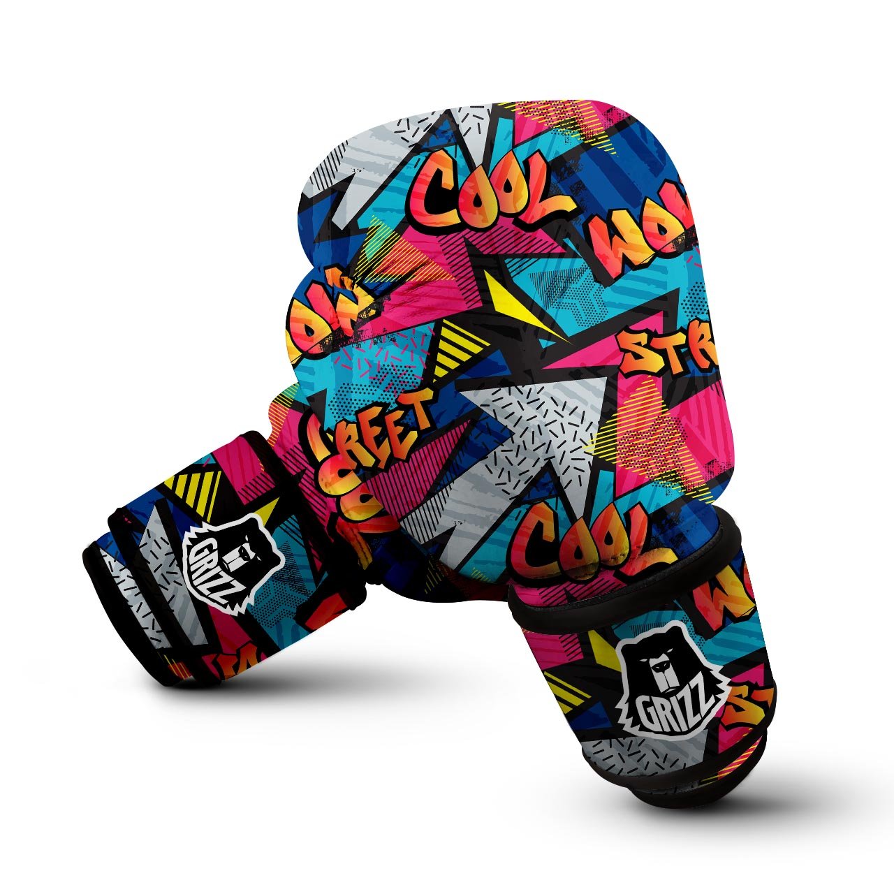 Abstract Graffiti Wow Print Boxing Gloves-grizzshop