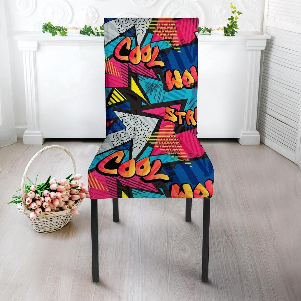 Abstract Graffiti Wow Print Chair Cover-grizzshop