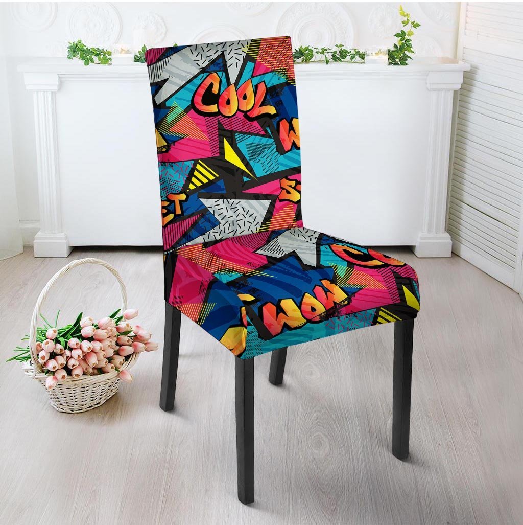 Abstract Graffiti Wow Print Chair Cover-grizzshop