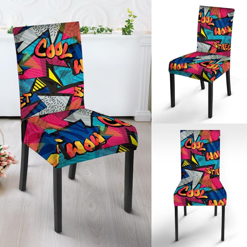 Abstract Graffiti Wow Print Chair Cover-grizzshop