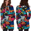 Abstract Graffiti Wow Print Hoodie Dress-grizzshop