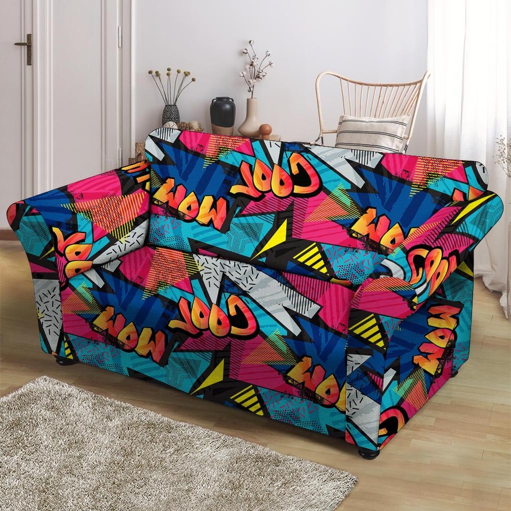 Abstract Graffiti Wow Print Loveseat Cover-grizzshop