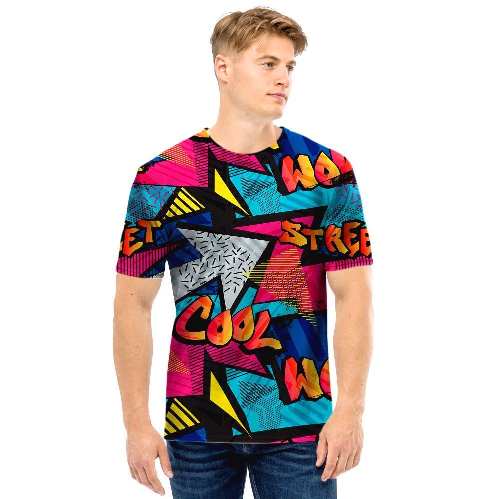 Abstract Graffiti Wow Print Men T Shirt-grizzshop