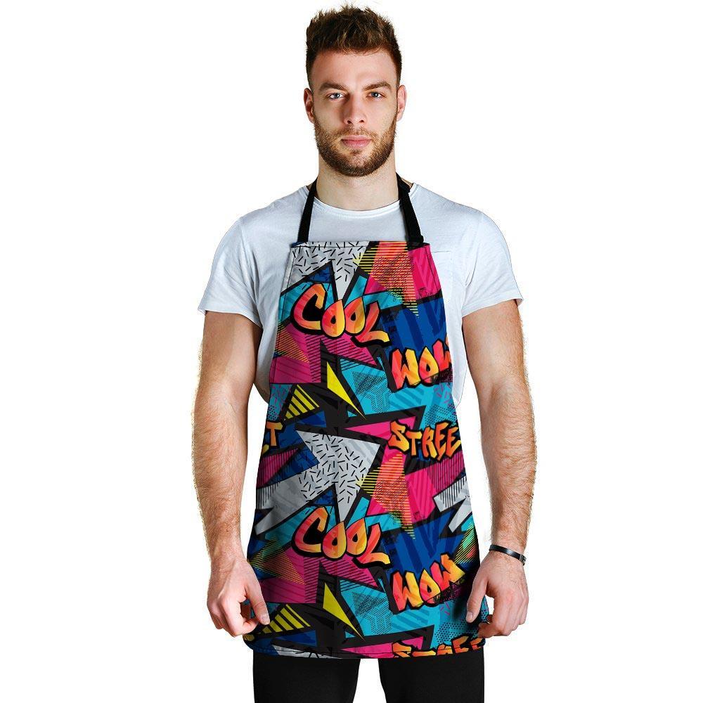 Abstract Graffiti Wow Print Men's Apron-grizzshop