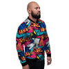 Abstract Graffiti Wow Print Men's Bomber Jacket-grizzshop