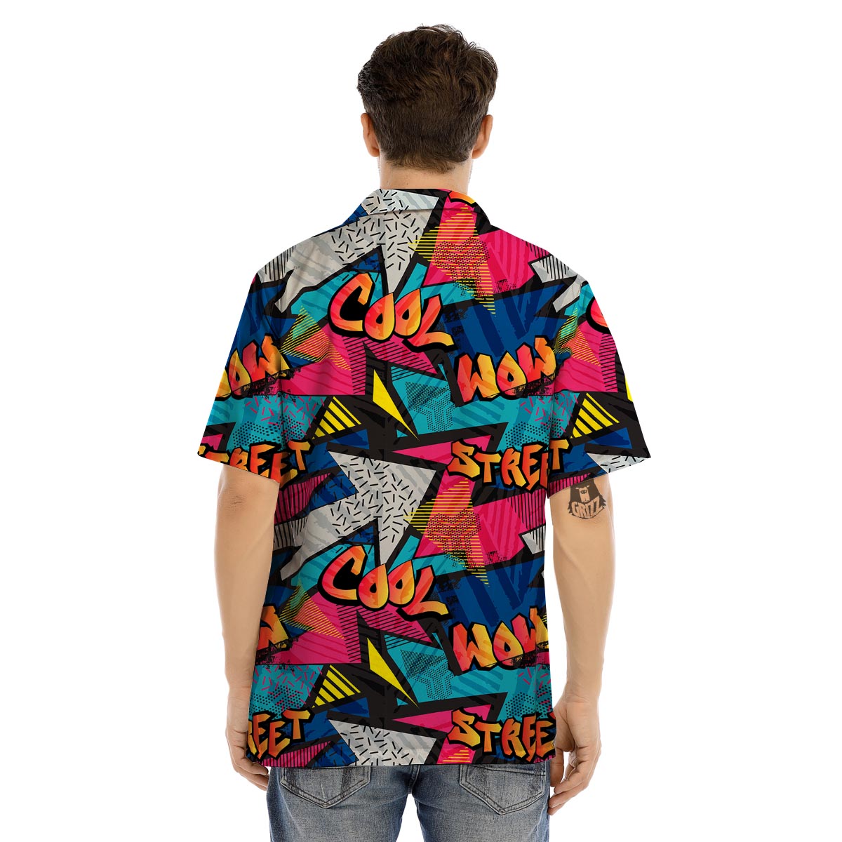 Abstract Graffiti Wow Print Men’s Hawaiian Shirt-grizzshop