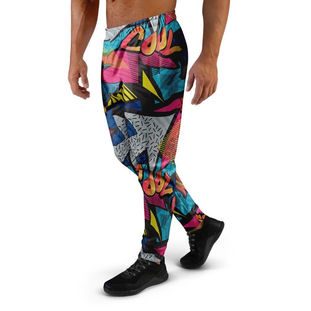 Abstract Graffiti Wow Print Men's Joggers-grizzshop