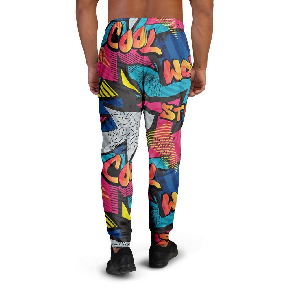 Abstract Graffiti Wow Print Men's Joggers-grizzshop