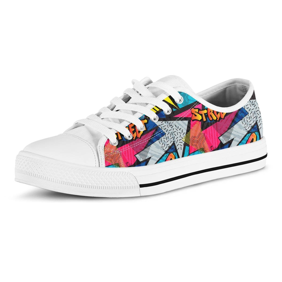 Abstract Graffiti Wow Print Men's Low Top Shoes-grizzshop