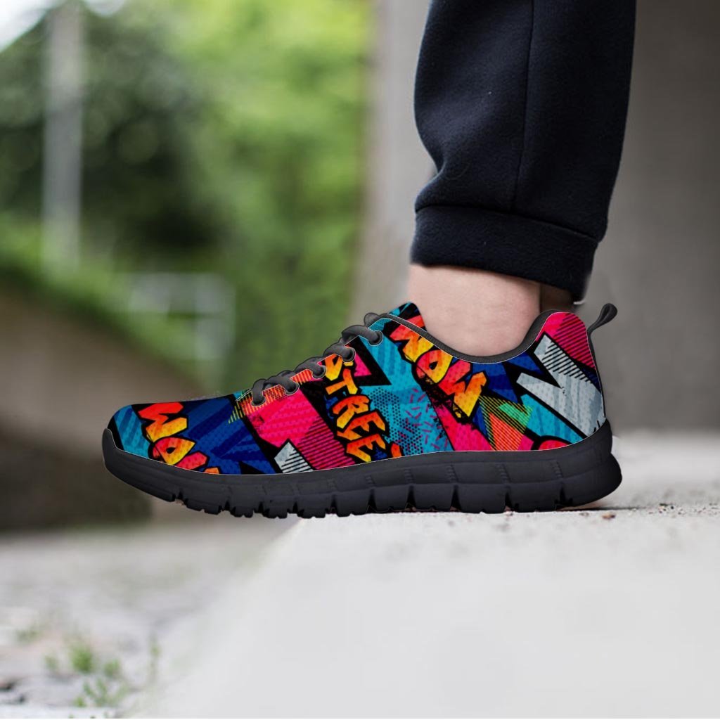 Abstract Graffiti Wow Print Men's Sneakers-grizzshop