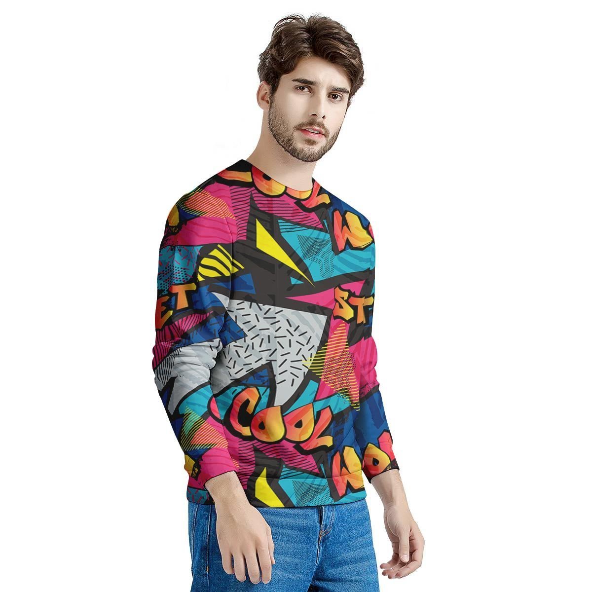 Abstract Graffiti Wow Print Men's Sweatshirt-grizzshop