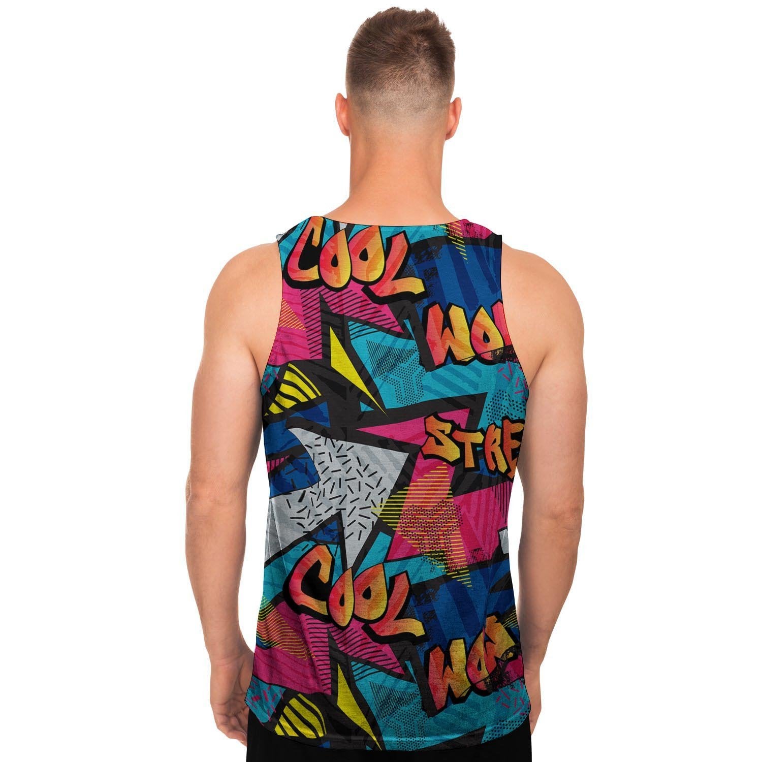 Abstract Graffiti Wow Print Men's Tank Tops-grizzshop