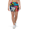 Abstract Graffiti Wow Print Mini Skirt-grizzshop