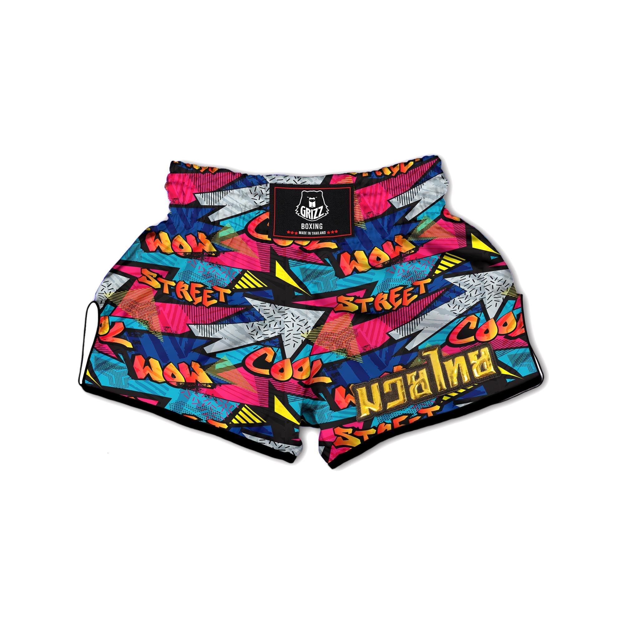 Abstract Graffiti Wow Print Muay Thai Boxing Shorts-grizzshop