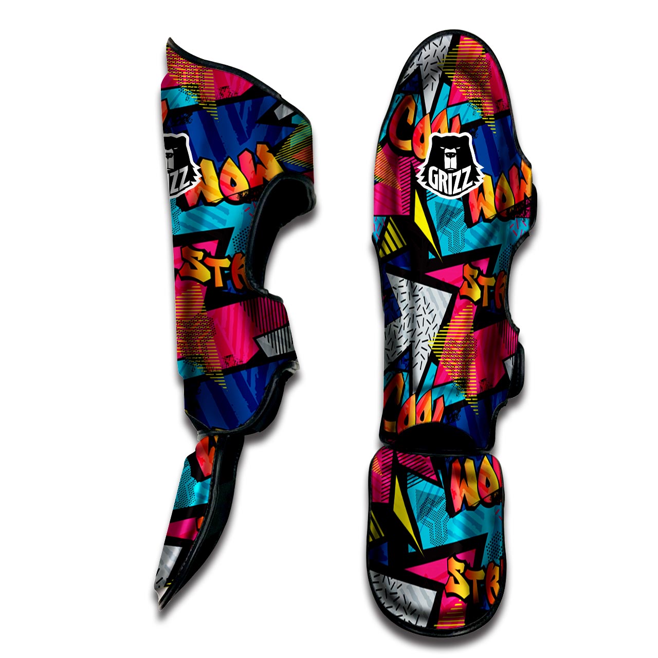 Abstract Graffiti Wow Print Muay Thai Shin Guard-grizzshop