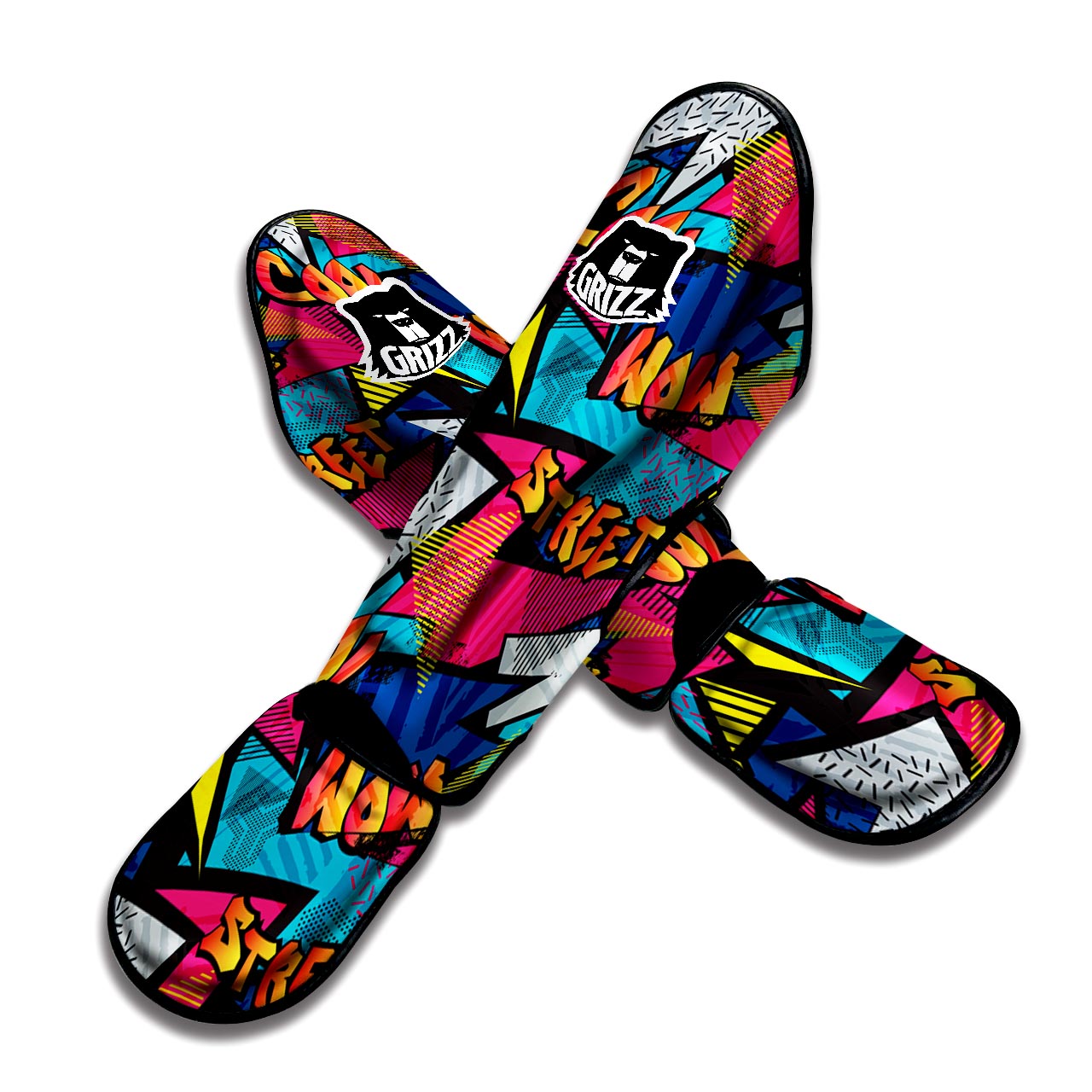 Abstract Graffiti Wow Print Muay Thai Shin Guard-grizzshop